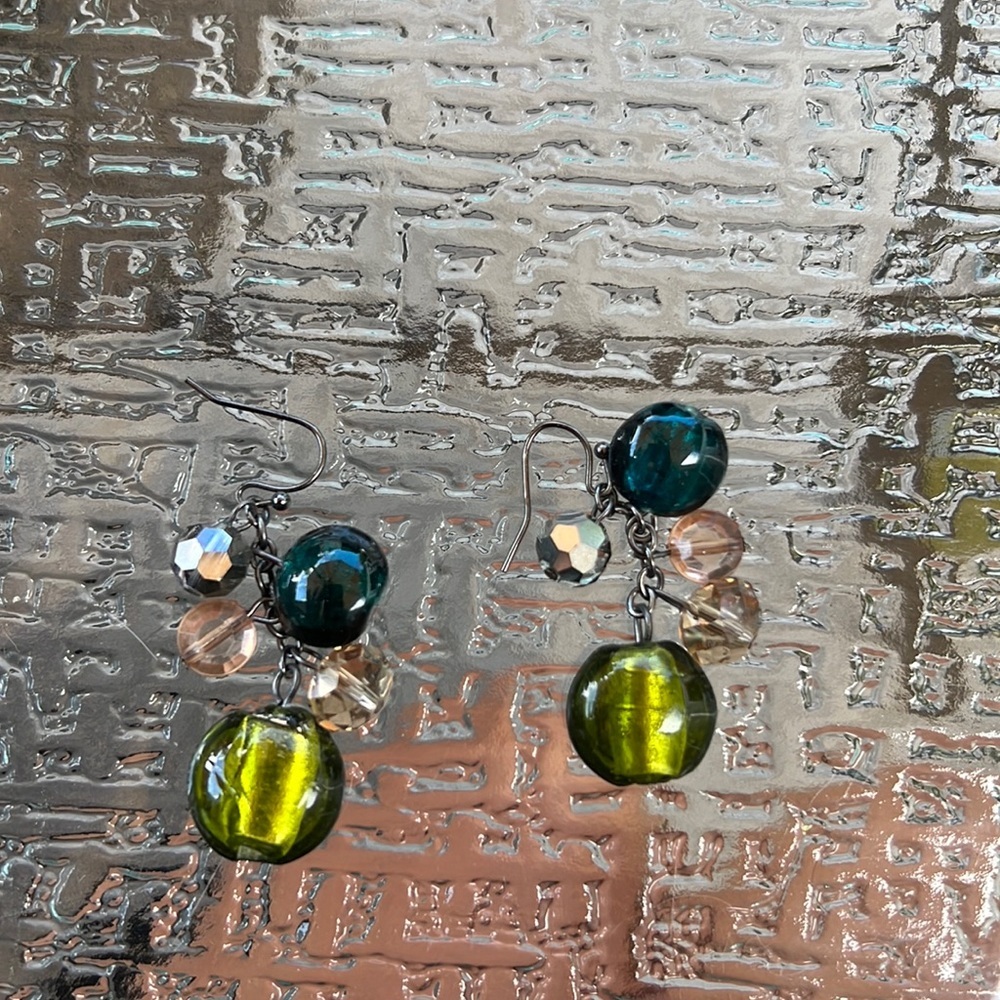 Green and blue earrings
